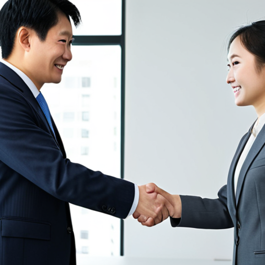 **

"A professional Export Manager, fully clothed in a modest business suit, shaking hands with an Asian client in a modern office setting, appropriate attire, safe for work, perfect anatomy, natural proportions, professional photography, high quality, family-friendly."

**
