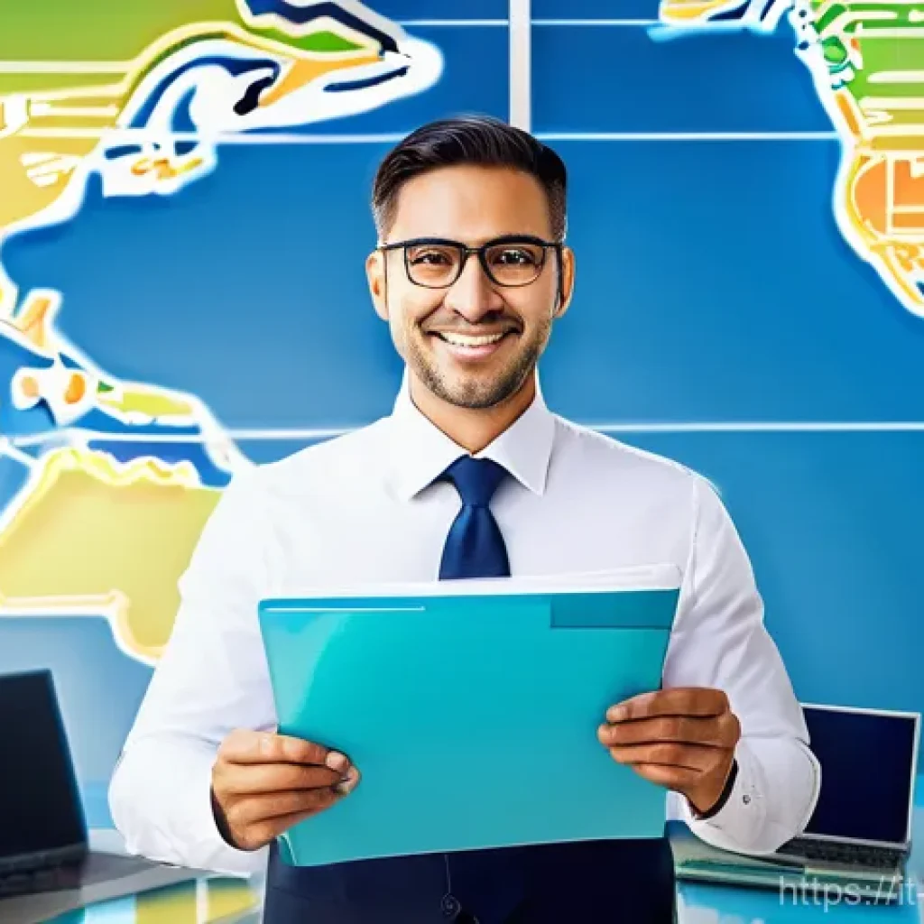 무역업무자격증 - **Prompt 1: Global Trade Passport to Success**
"A confident Italian business professional, dress...