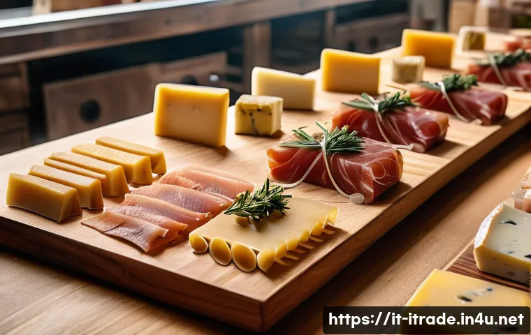 무역실무스터디 - **Prompt 1: Italian Gastronomy and Luxury Export**
A vibrant, high-angle shot capturing the esse...