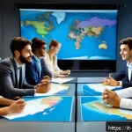 Home 20 국제무역과정추천 - A diverse group of international business students engaged in a dynamic classroom setting at a prest...