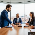 Home 23 국제무역직무전문성 - A professional international business negotiation scene set in a modern conference room in Milan, It...