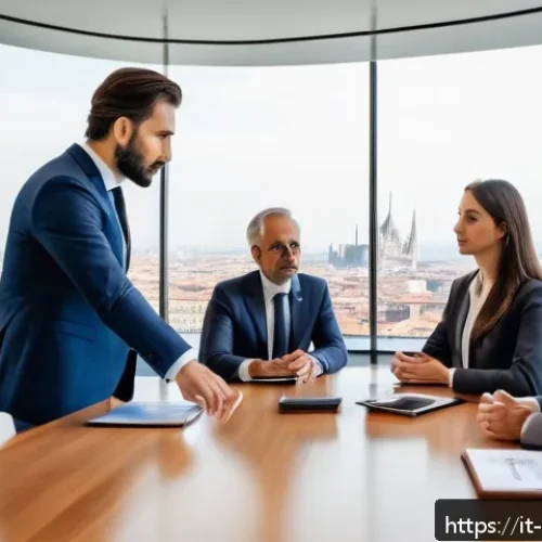 Home 17 국제무역직무전문성 - A professional international business negotiation scene set in a modern conference room in Milan, It...