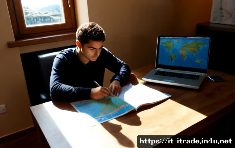 국제무역자격시험 - Photorealistic Italian young professional preparing for an international trade certification exam at...